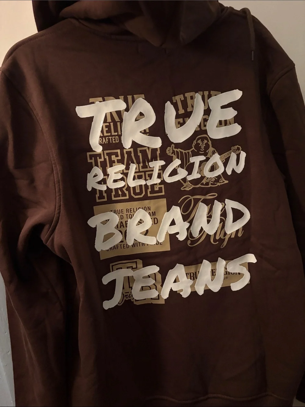 NEW True Religion Men’s Brown Full-Zip Hoodie with Logo